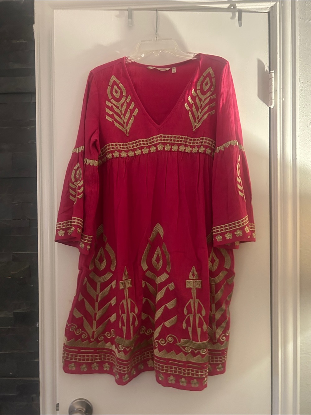 Soft Surroundings Pink PeacockEmbroidered  Zaneta Dress